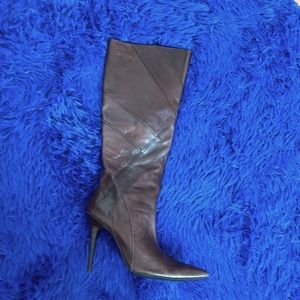 Leather brown boots and black suede